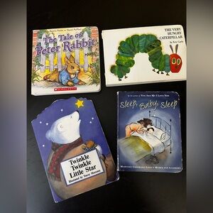 4 Board Book bundle - Twinkle Little Star, Peter Rabbit, Hungry Caterpillar
